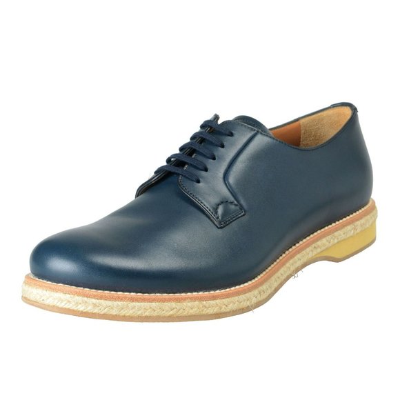 Prada Men's Blue Leather Casual Lace Up Oxfords - Picture 1 of 8